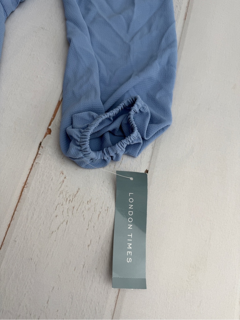 London Times NWT Blue Ruffle Wrap Dress Size 10 Romantic Feminine - Picture 4 of 7